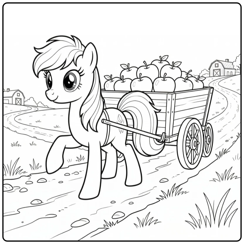My Little Pony Applejack with Heavy Cart Slope coloring page