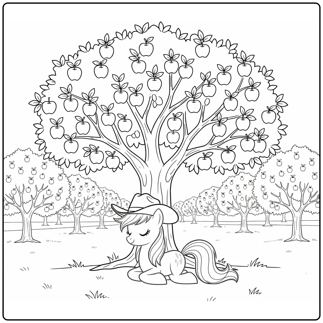 My Little Pony Applejack Under Apple Tree coloring page