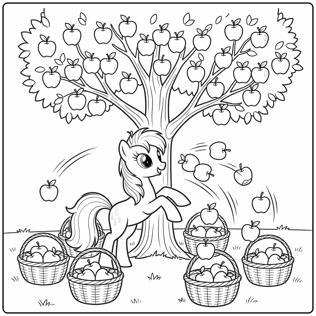 My Little Pony Applejack Kicking Trees in Contest coloring page
