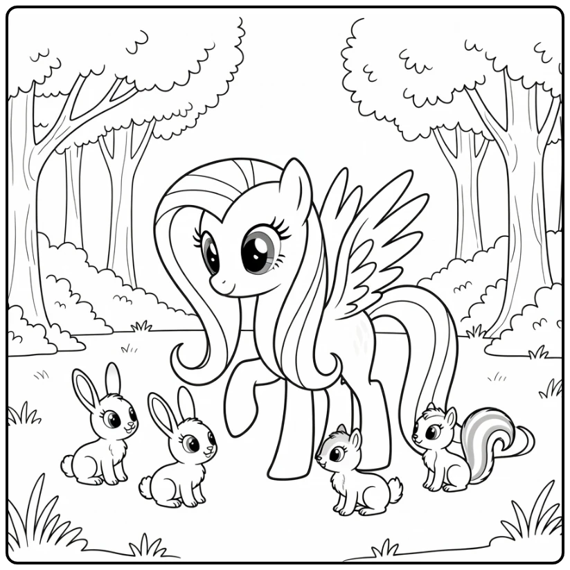 My Little Pony Fluttershy in Quiet Forest Meadow coloring page