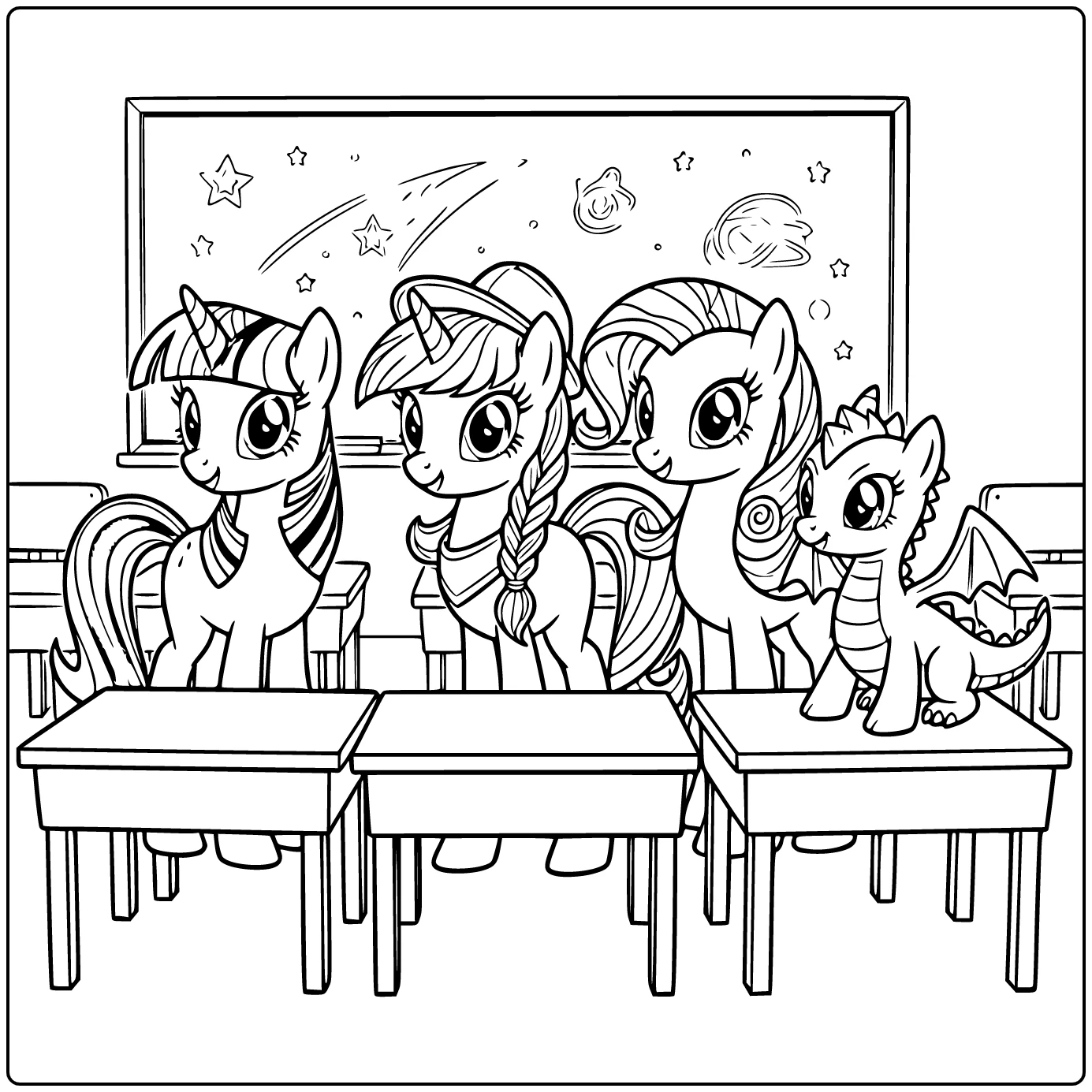 My Little Pony in Magical Classroom Twilight Applejack coloring page