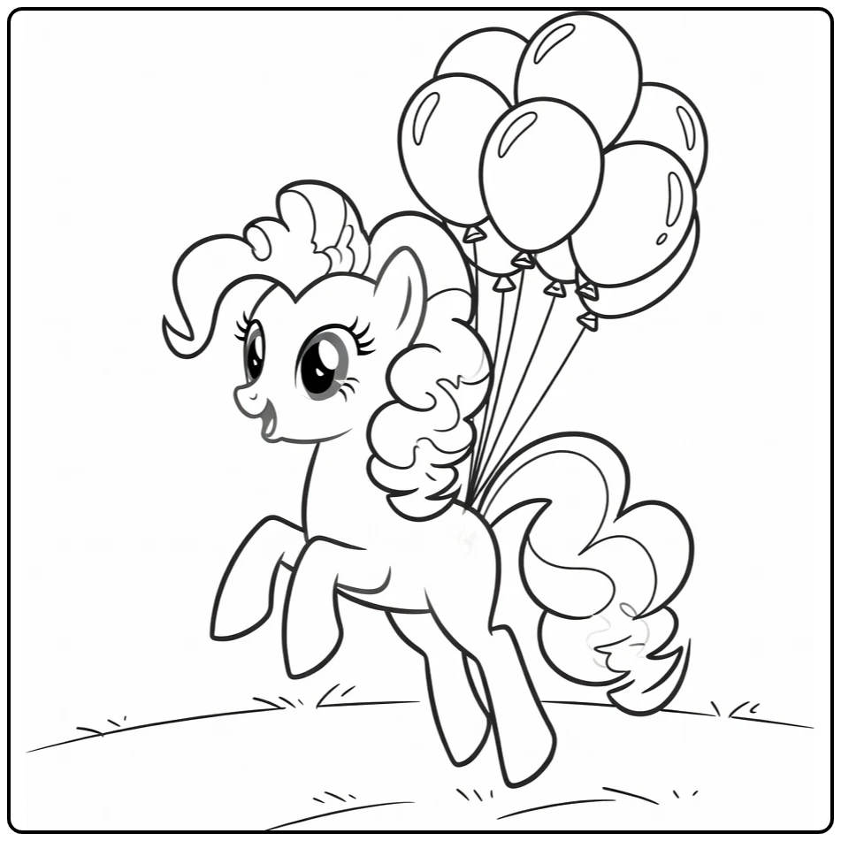 My Little Pony Pinkie Pie Energetic with Balloons coloring page