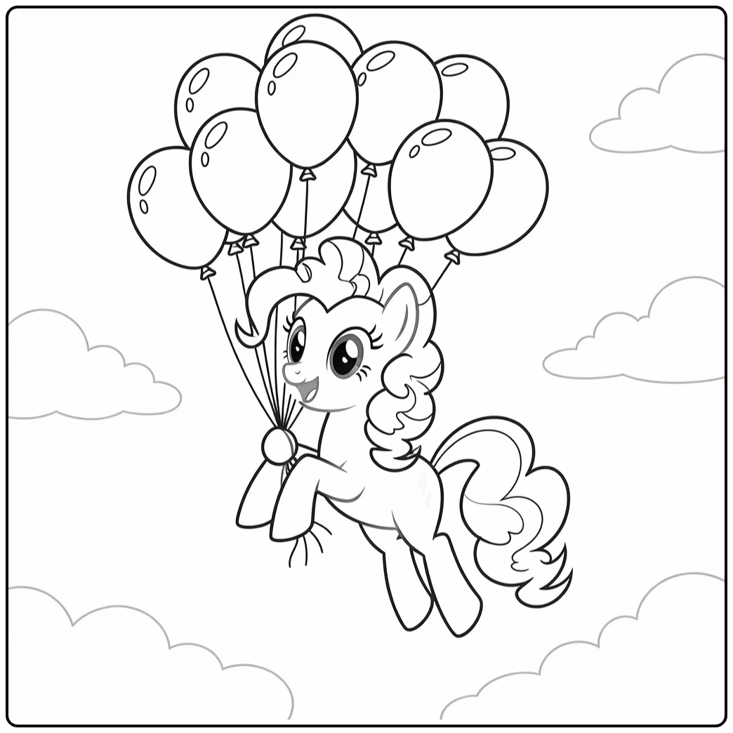 My Little Pony Pinkie Pie with Party Balloons coloring page