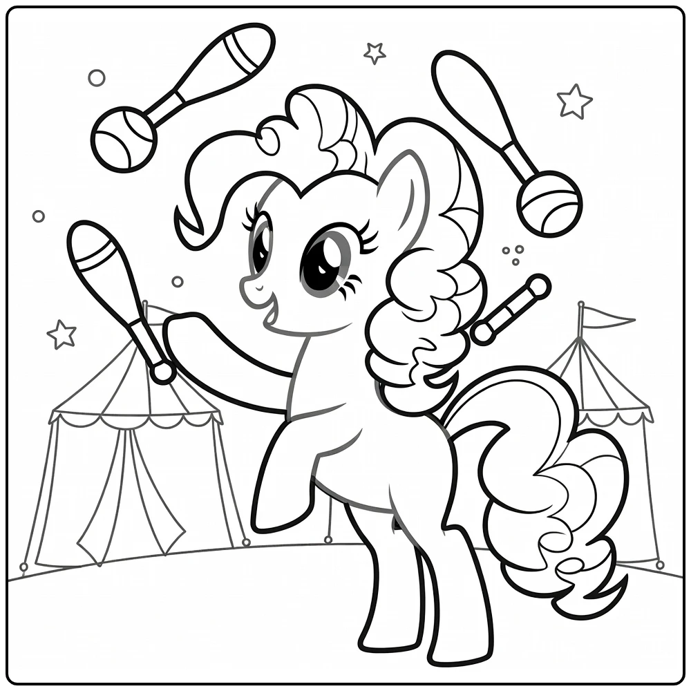 My Little Pony Pinkie Pie with Small Circus Tent coloring page