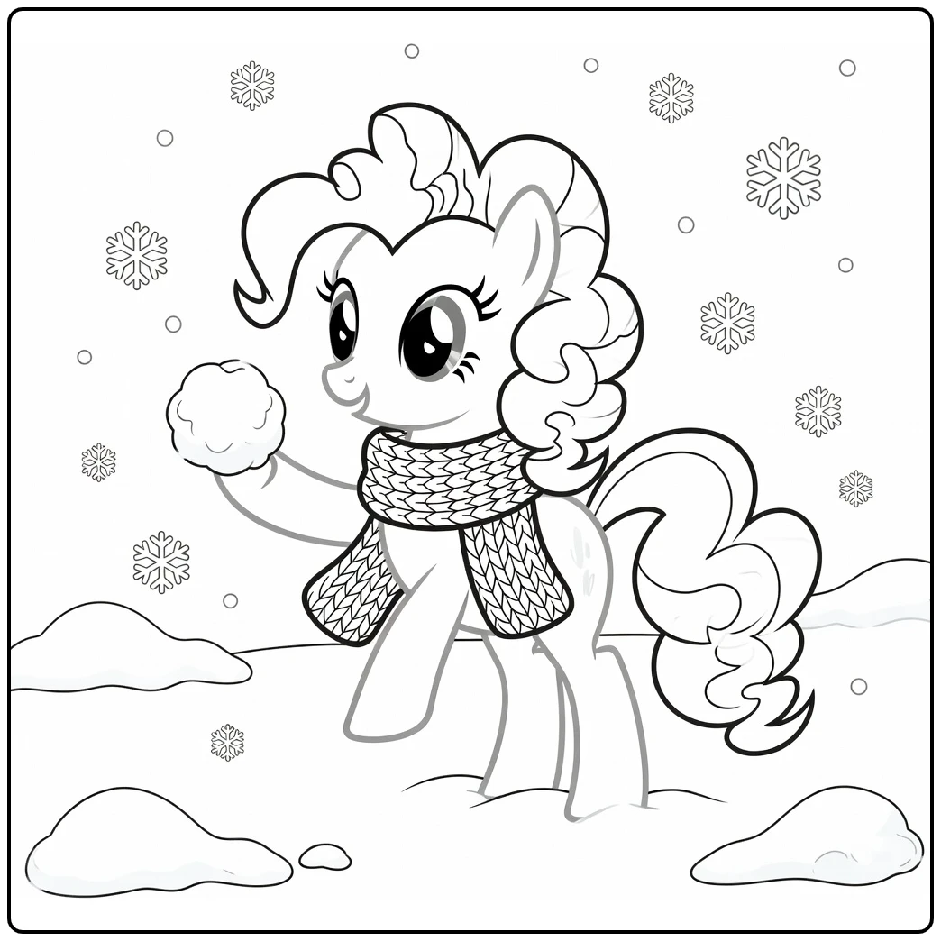 My Little Pony Pinkie Pie Winter Fun Snowflakes coloring page