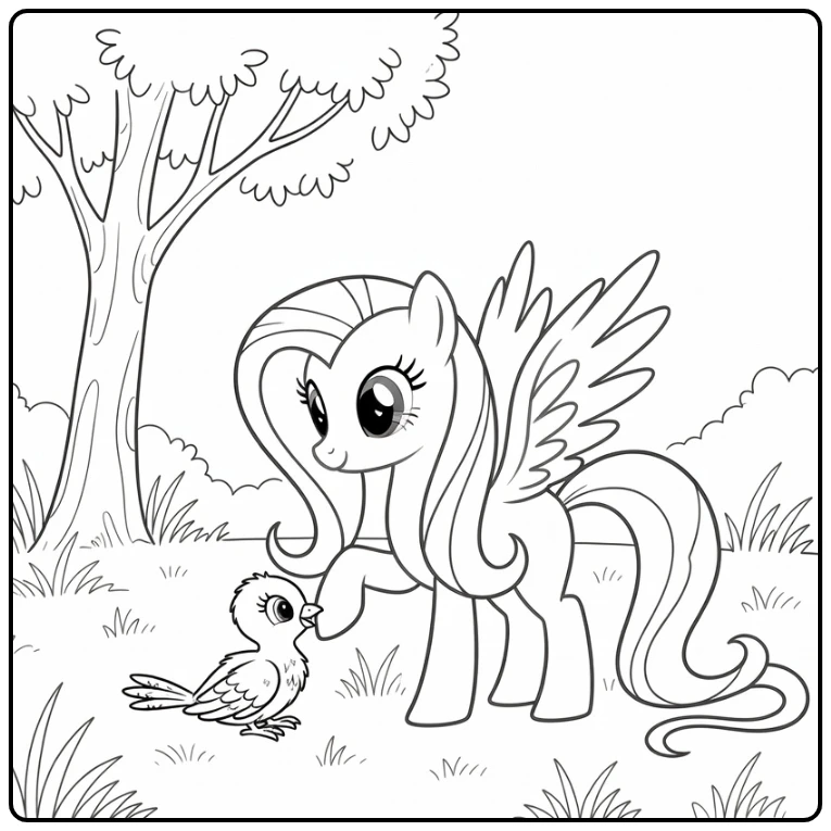 My Little Pony Princess Fluttershy in Forest Meadow coloring page