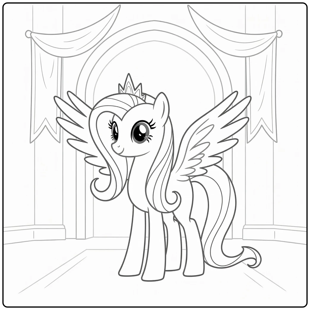 My Little Pony Princess Fluttershy with Arch coloring page