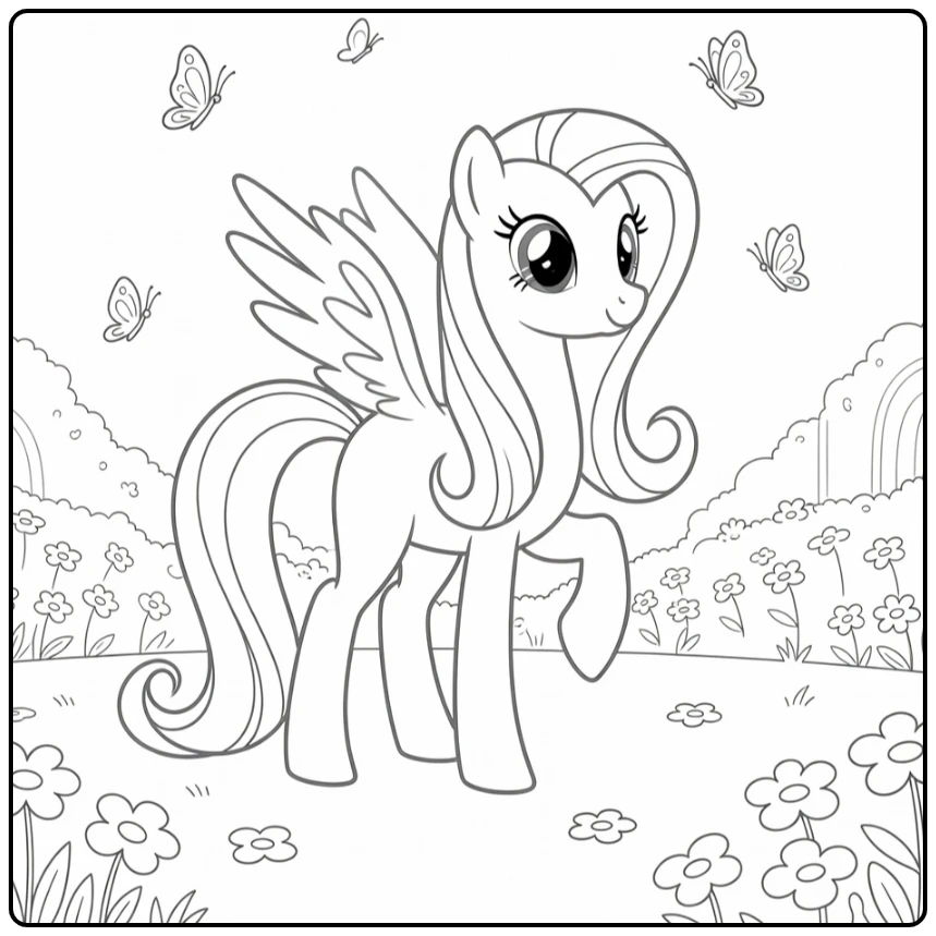 My Little Pony Princess Fluttershy with Butterflies coloring page