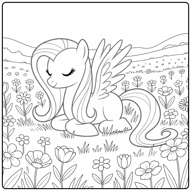 My Little Pony Princess Fluttershy Resting Peacefully coloring page