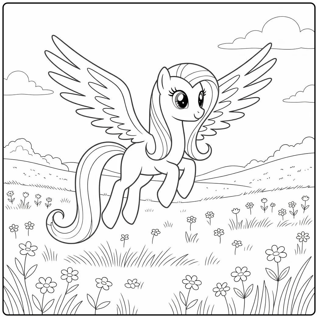 My Little Pony Princess Fluttershy Floating coloring page