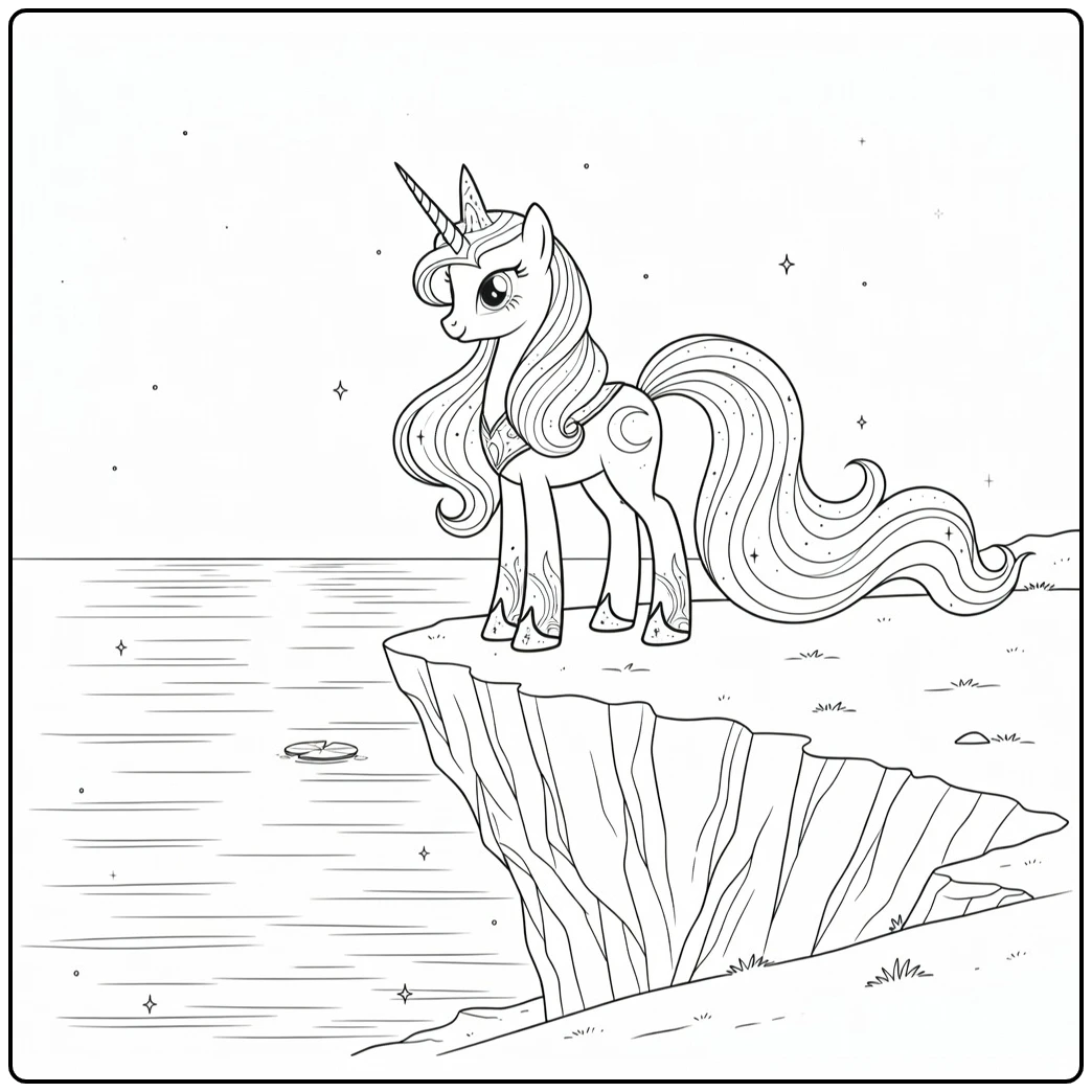 My Little Pony Princess Luna with Ocean coloring page