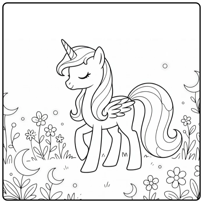 My Little Pony Princess Luna in Mystical Night Garden coloring page