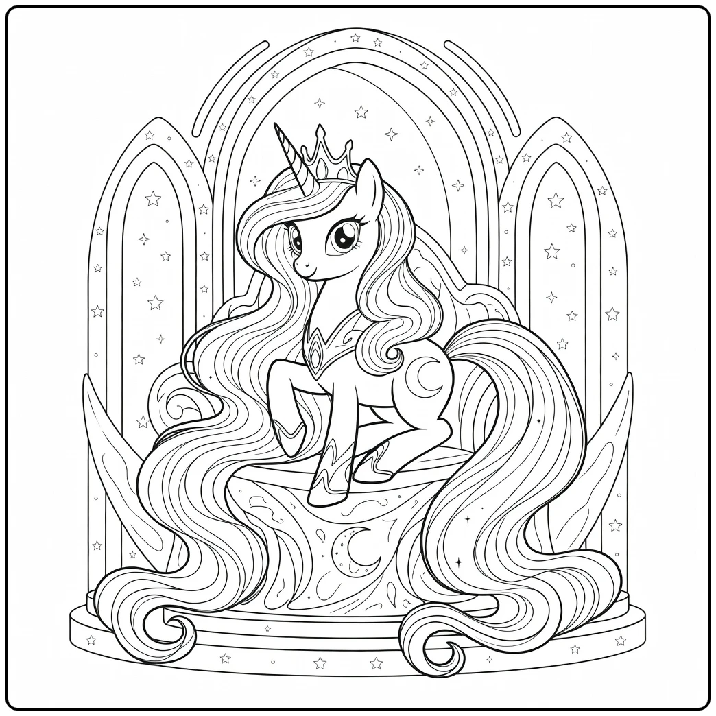 My Little Pony Princess Luna with Moon and Stars coloring page