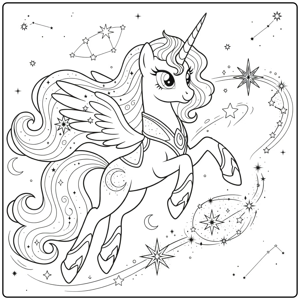 My Little Pony Princess Luna with Stars and Magic coloring page
