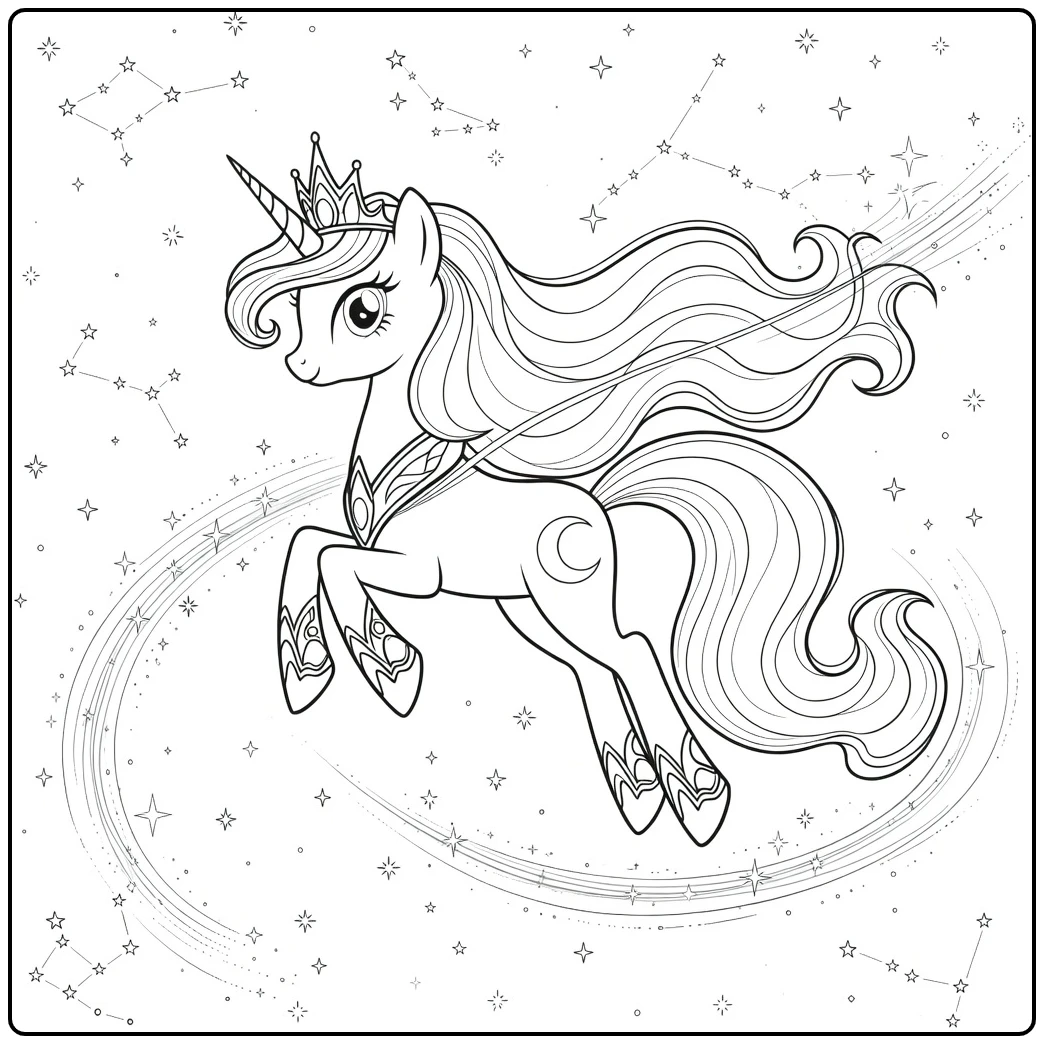 My Little Pony Princess Luna with Stars coloring page