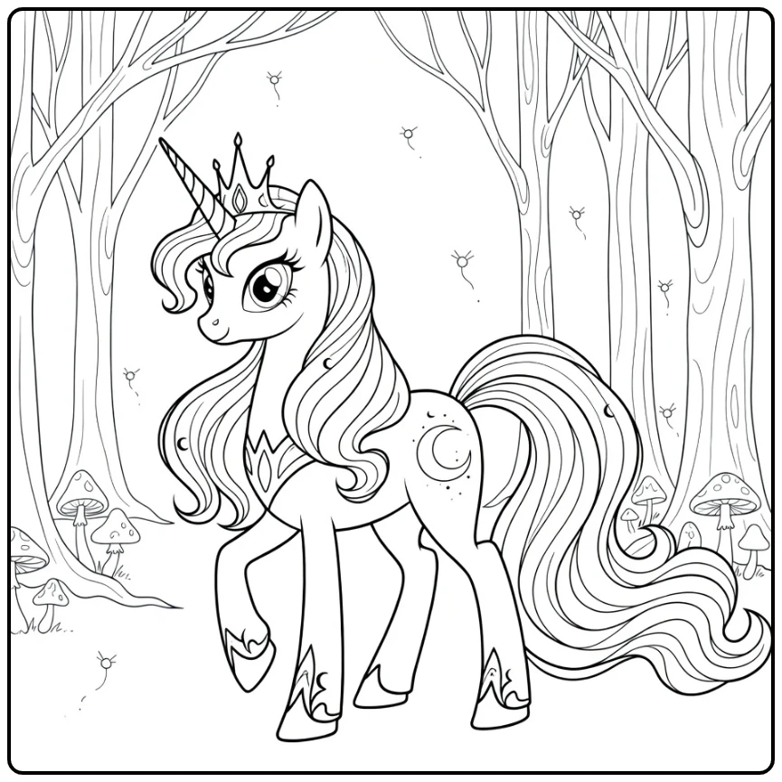 My Little Pony Princess Luna Among Trees coloring page