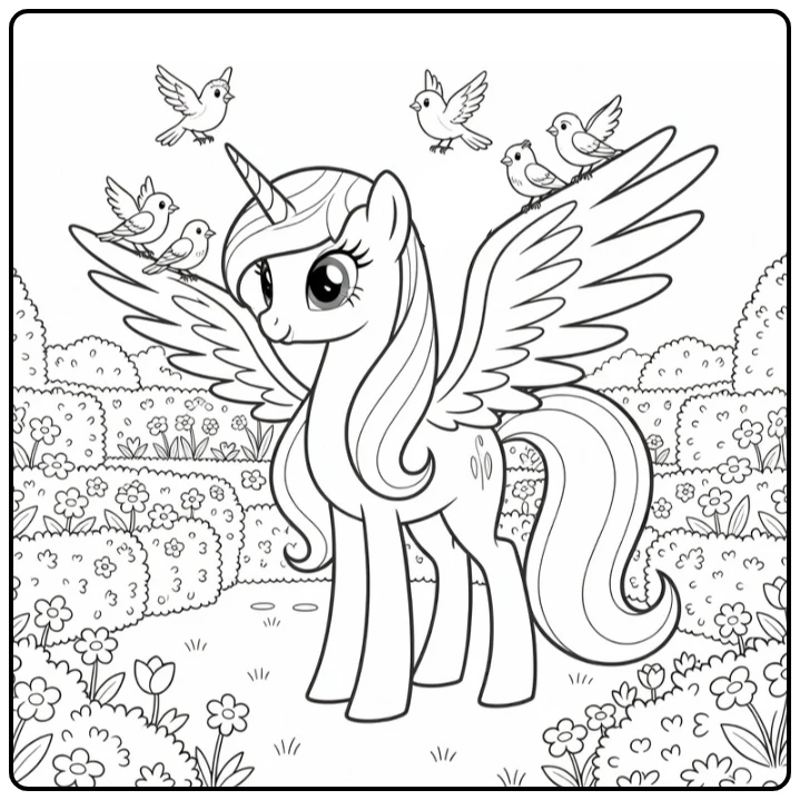 My Little Pony Princess Celestia in Royal Garden coloring page