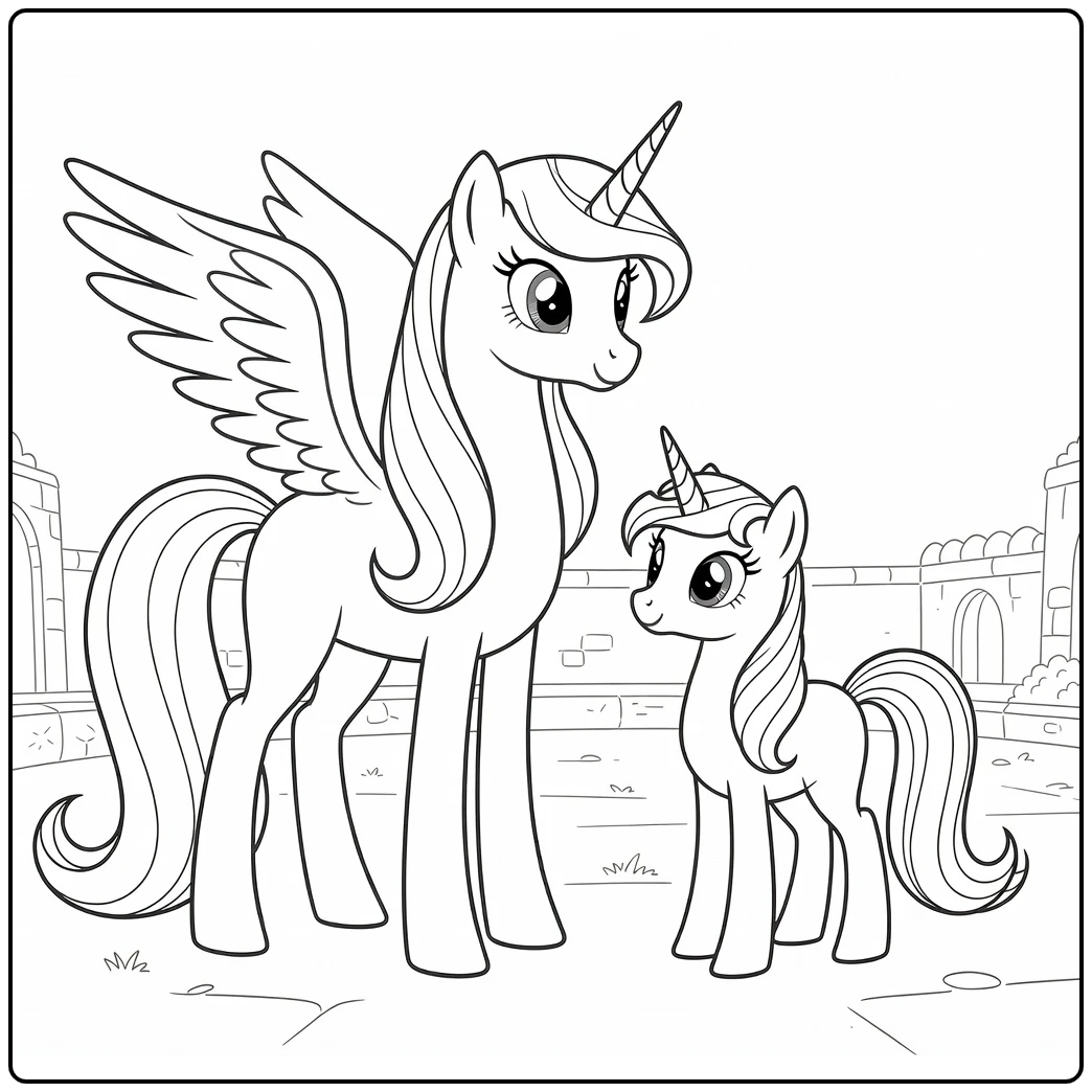 My Little Pony Princess Celestia in Quiet Courtyard coloring page