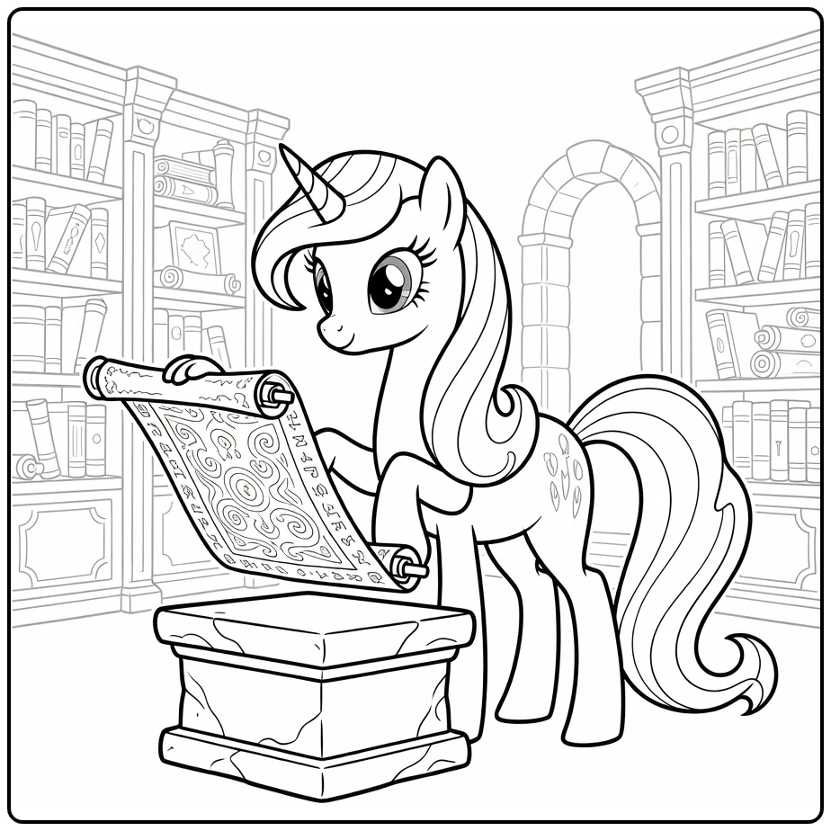 My Little Pony Princess Celestia with Floating Magic Scroll coloring page
