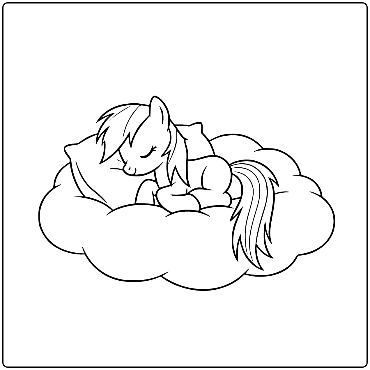 My Little Pony Rainbow Dash Nap on Cloud Bed coloring page