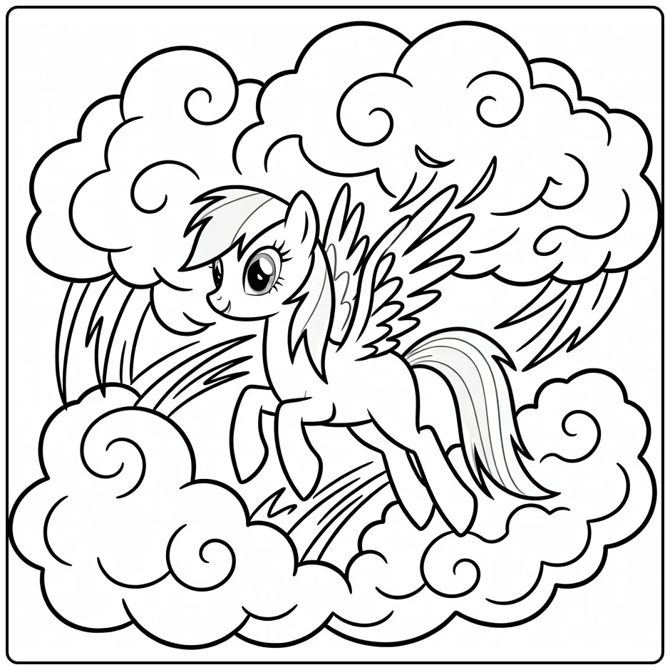 My Little Pony Rainbow Dash in Storm Cloud Formation coloring page