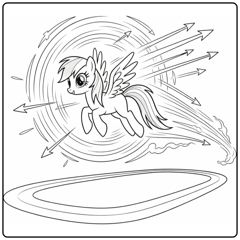 My Little Pony Rainbow Dash with Sonic Tree on Race Track coloring page