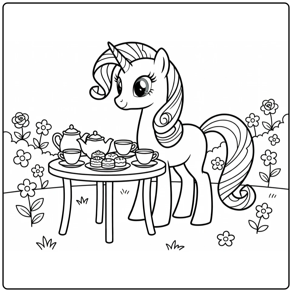 My Little Pony Rarity Host Charming Tea Party coloring page
