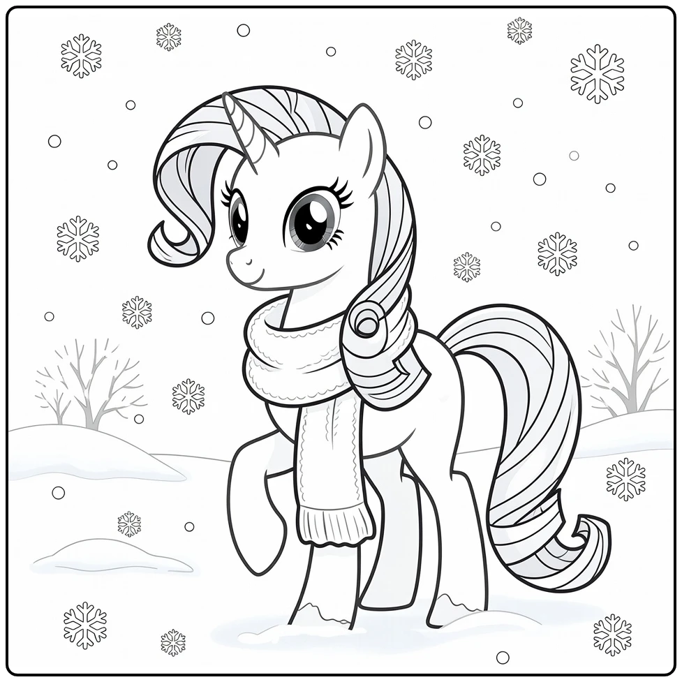 My Little Pony Rarity in Snow with Scarf coloring page