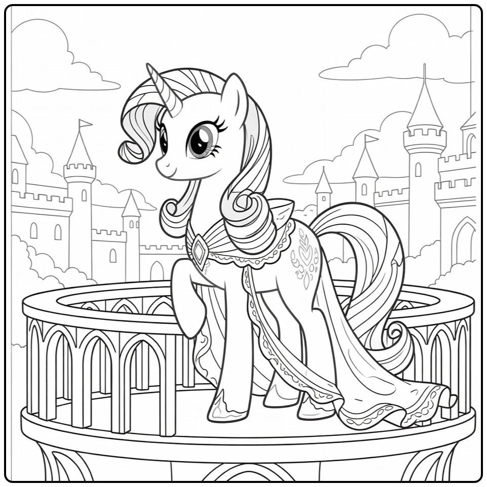 My Little Pony Rarity Over Peaceful Kingdom coloring page