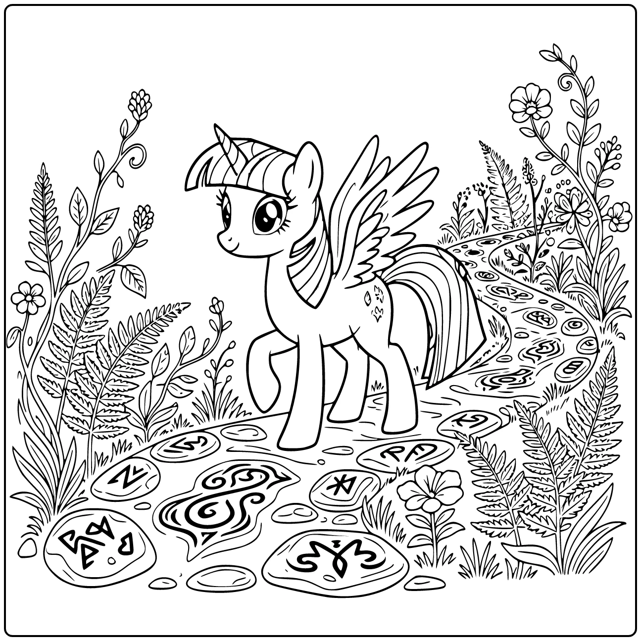 My Little Pony Twilight Sparkle in Enchanted Forest coloring page