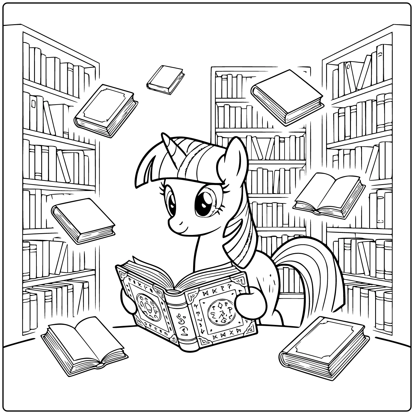 My Little Pony Twilight Sparkle with Spellbook coloring page