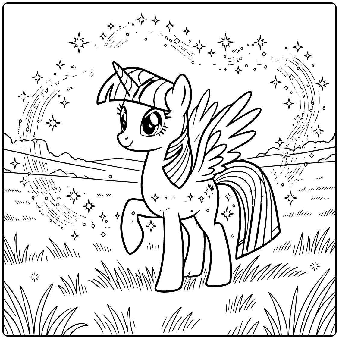 My Little Pony Twilight Sparkle Casting Magic on Edge coloring page