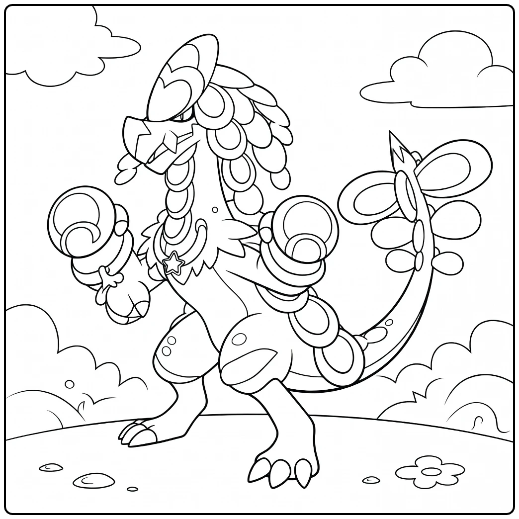 kommo o coloring page with klankschubben and clouds