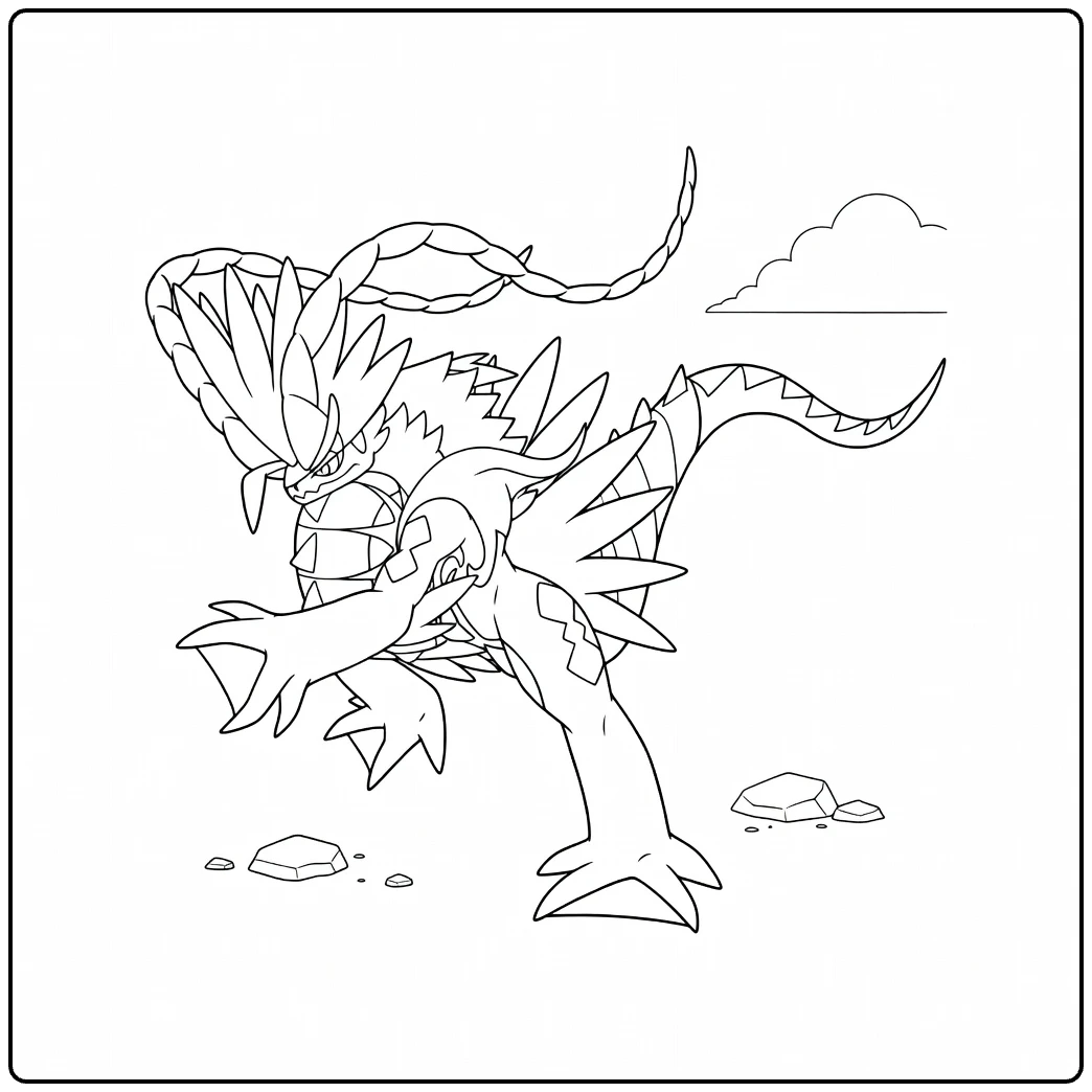 Koraidon in Dynamic Action coloring page