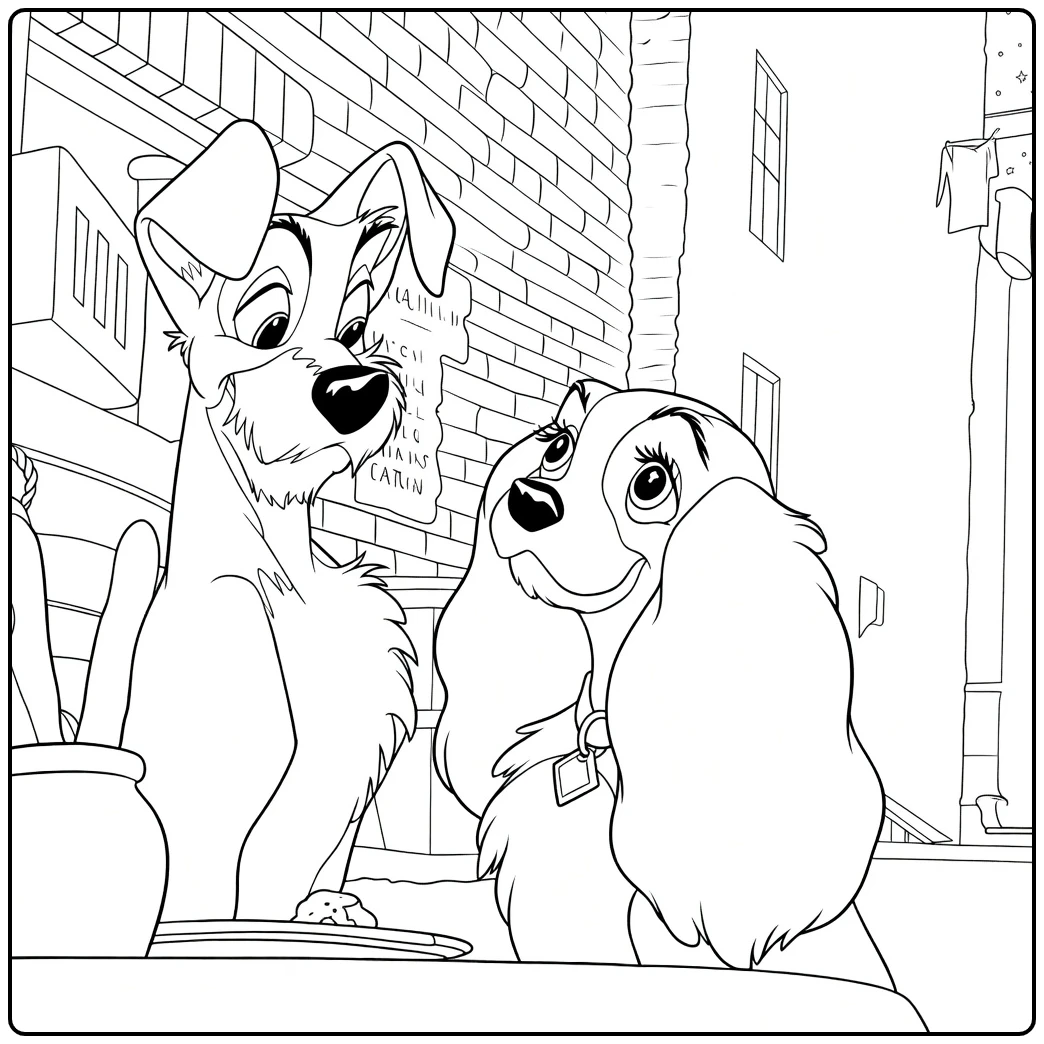 Lady And The coloring page