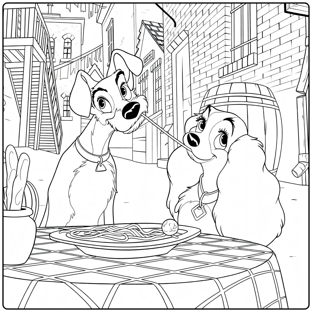 Lady And The coloring page