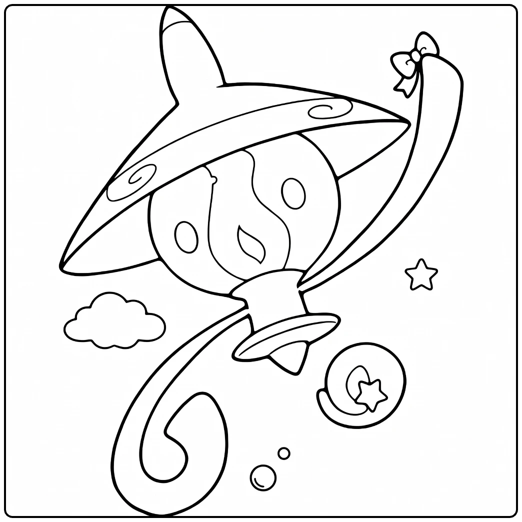Lampent Cute Ghost with Moon and Stars coloring page