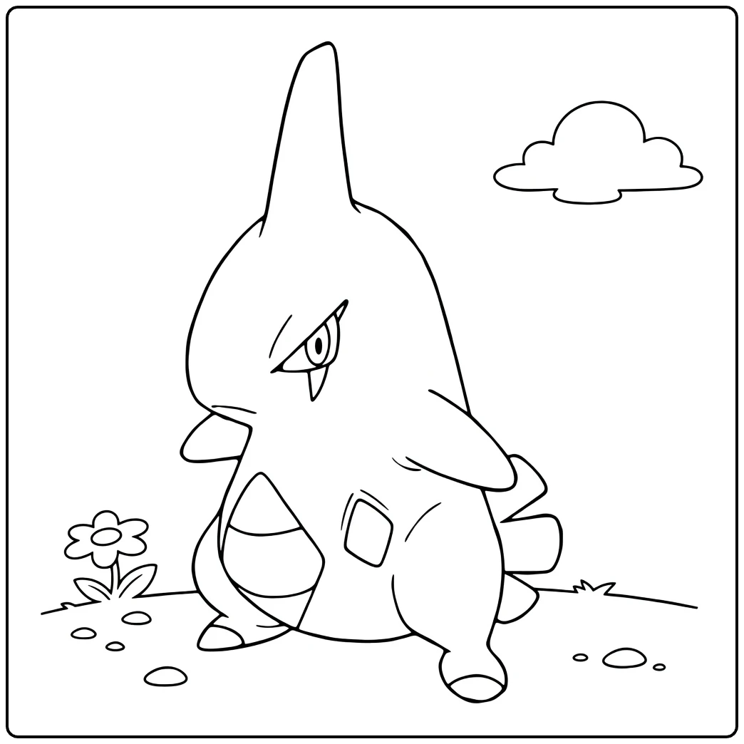 Larvitar Tough with Grass and Small Rocks coloring page