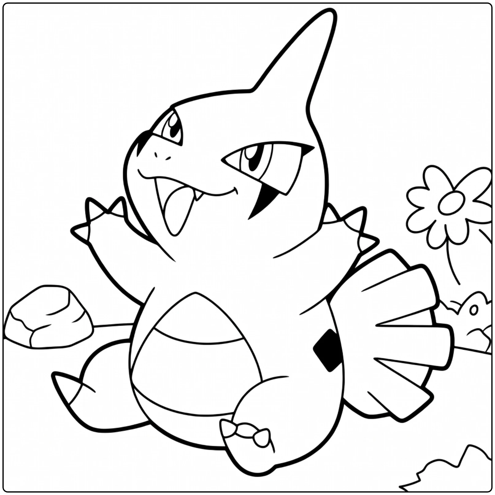 Cheerful Larvitar with Flowers coloring page