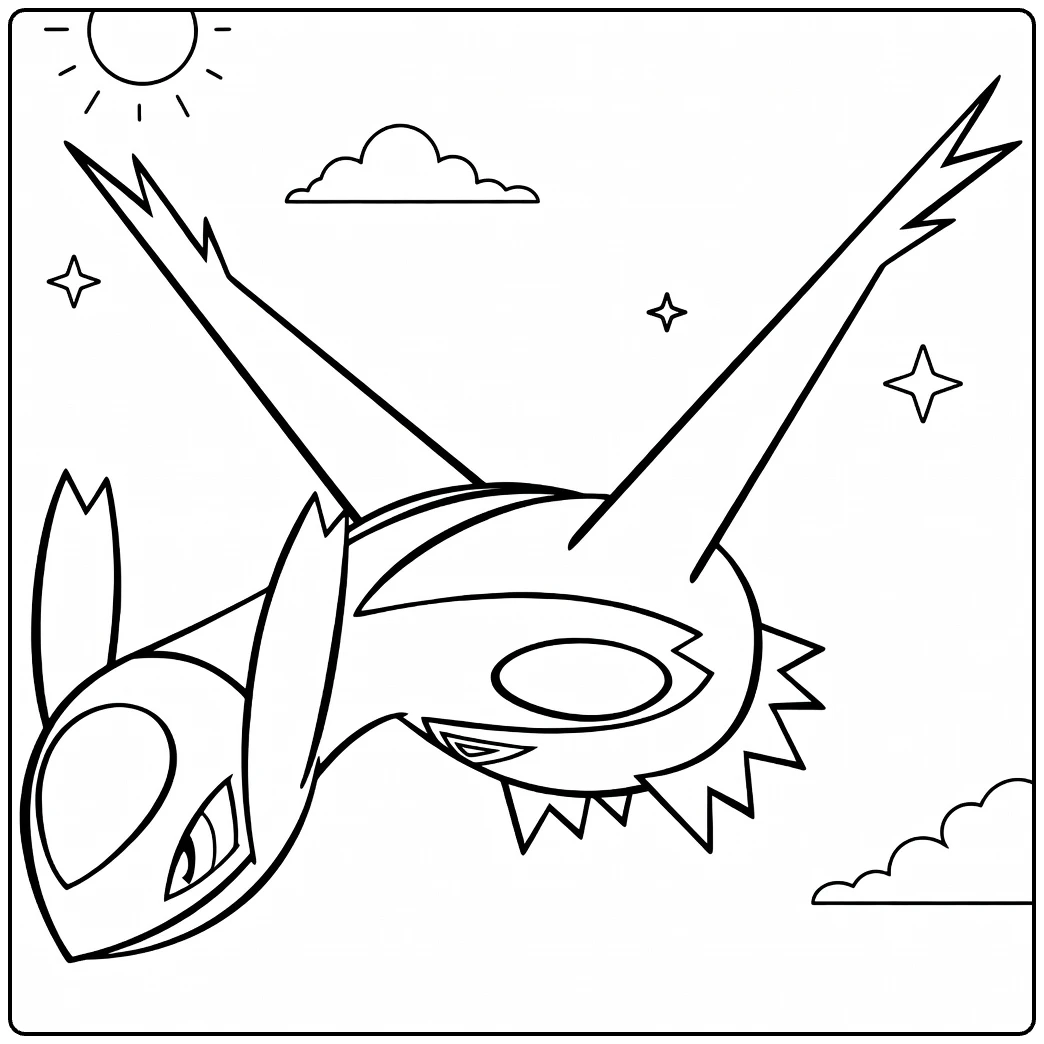 latios coloring page Pokemon in dynamische vlucht