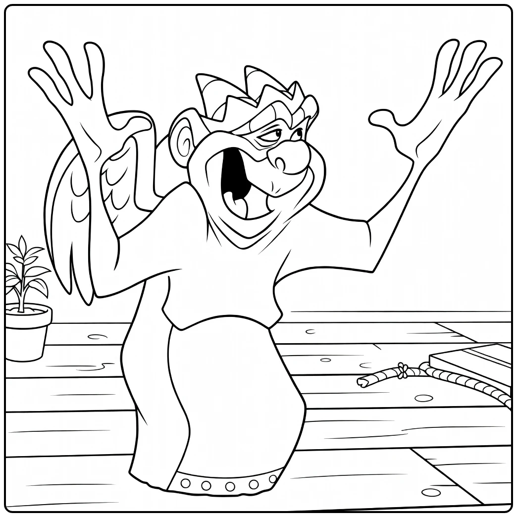 laverne coloring page angry aap with vleugels and crown