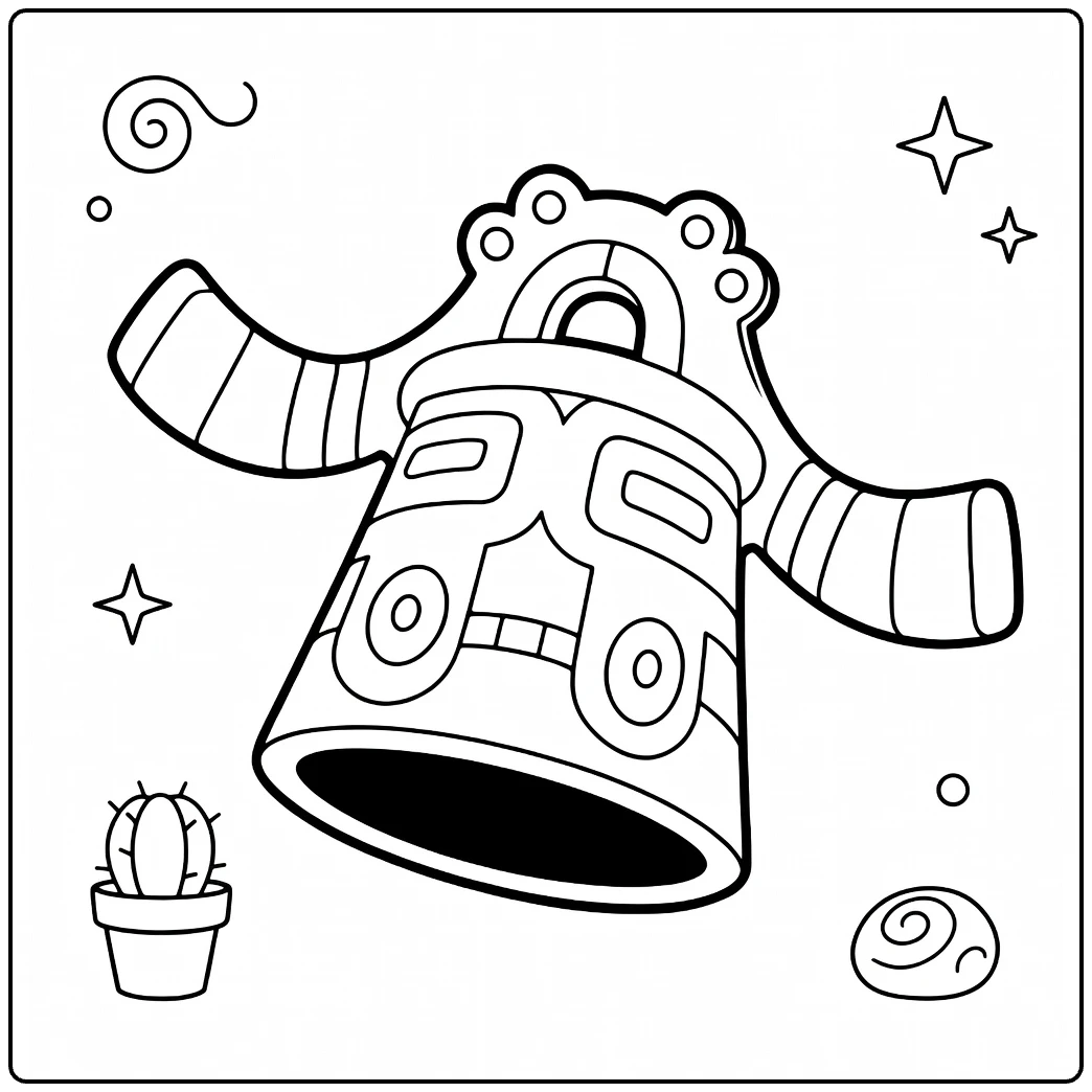 Fun Bronzong Cactus and Snail coloring page