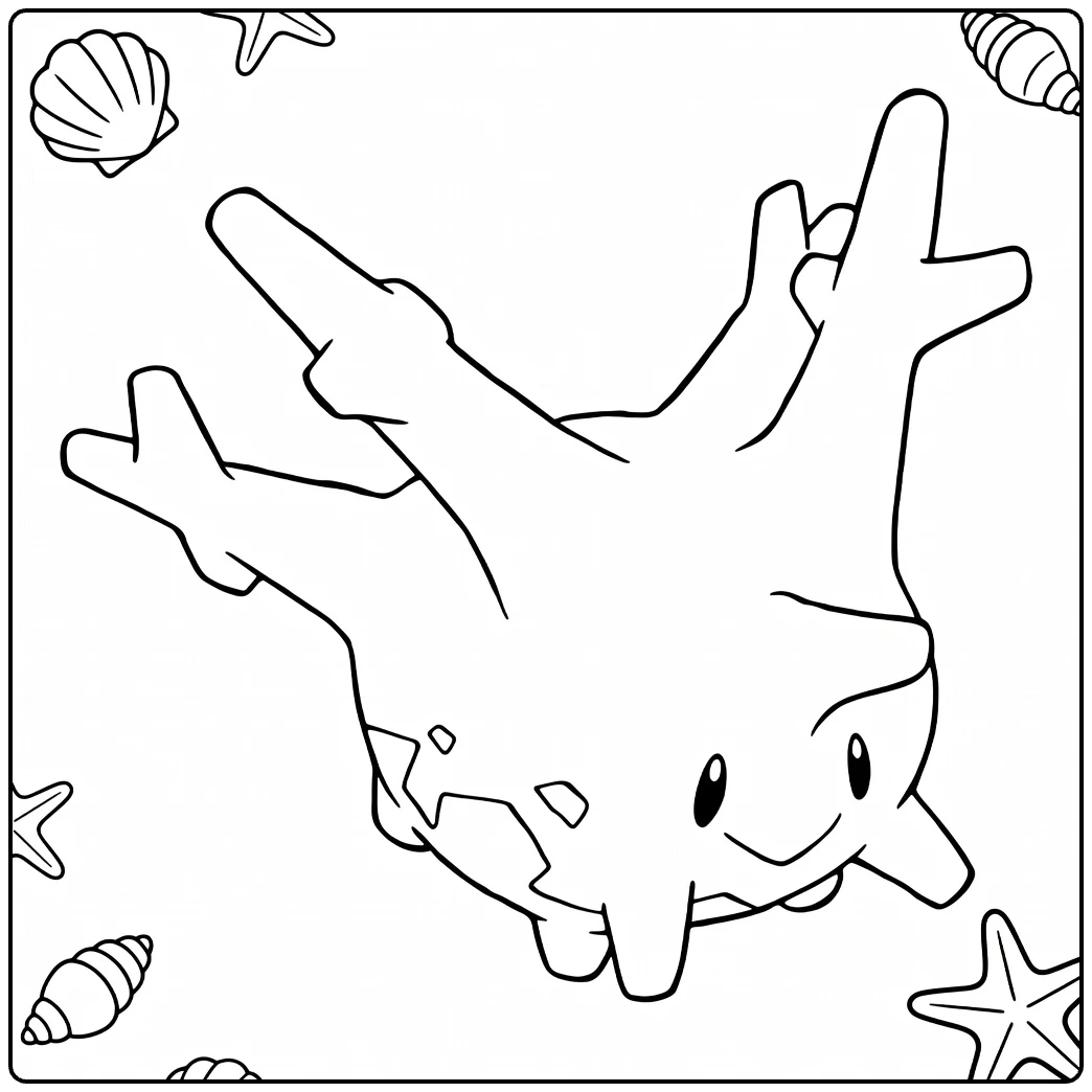 Fun Corsola Sea Theme Shells Starfish coloring page