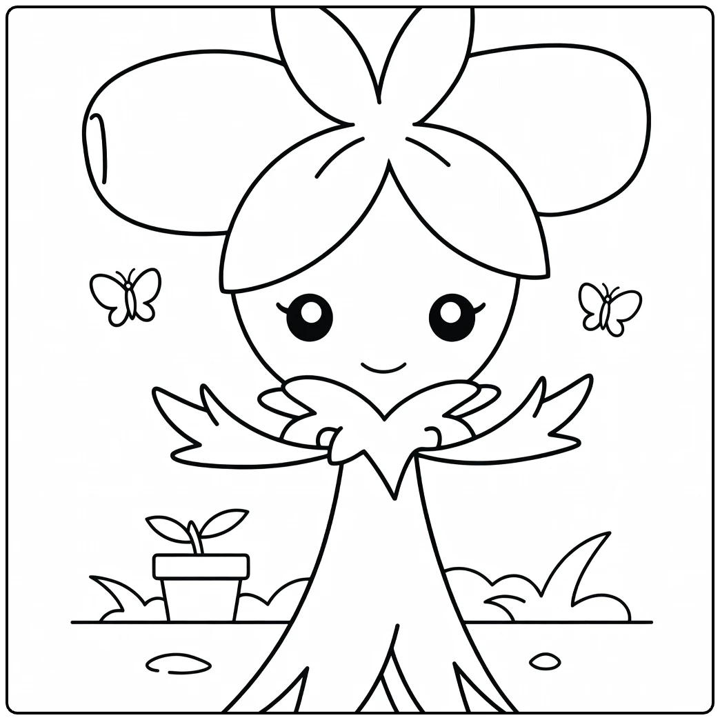 fun dolliv coloring page with plantje and grass