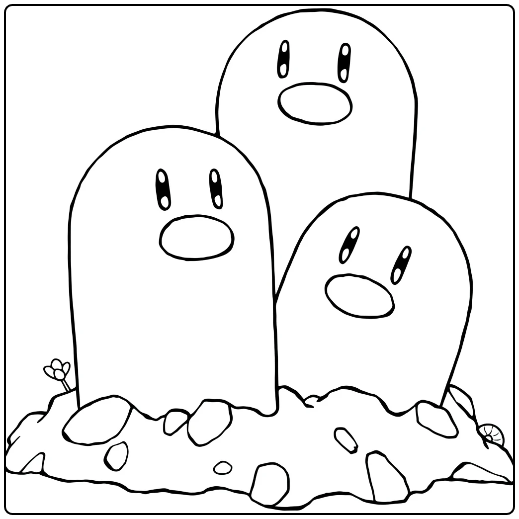 Fun Dugtrio Drie Heads from Earth coloring page