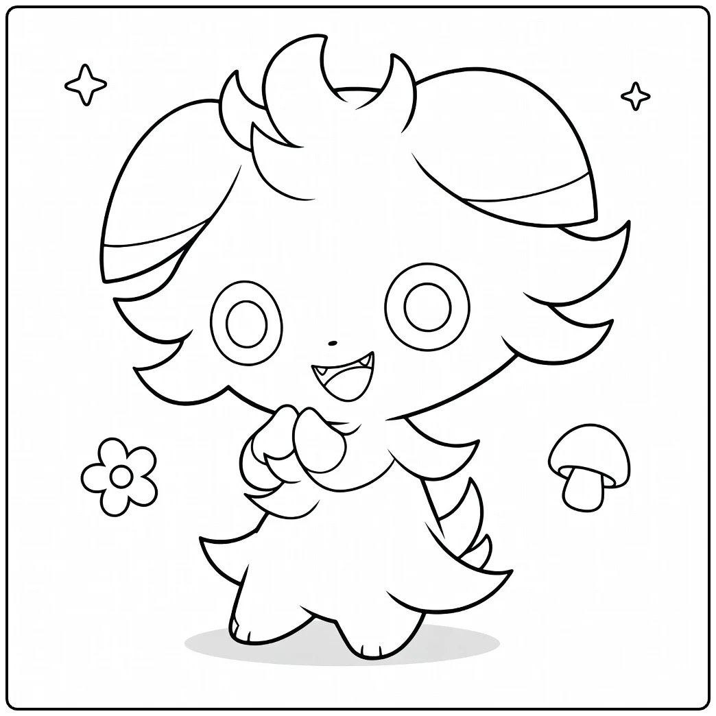 fun espurr coloring page Pokemon big eyes smile