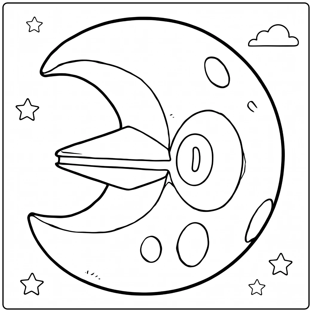 Fun Lunatone Moon and Clouds coloring page