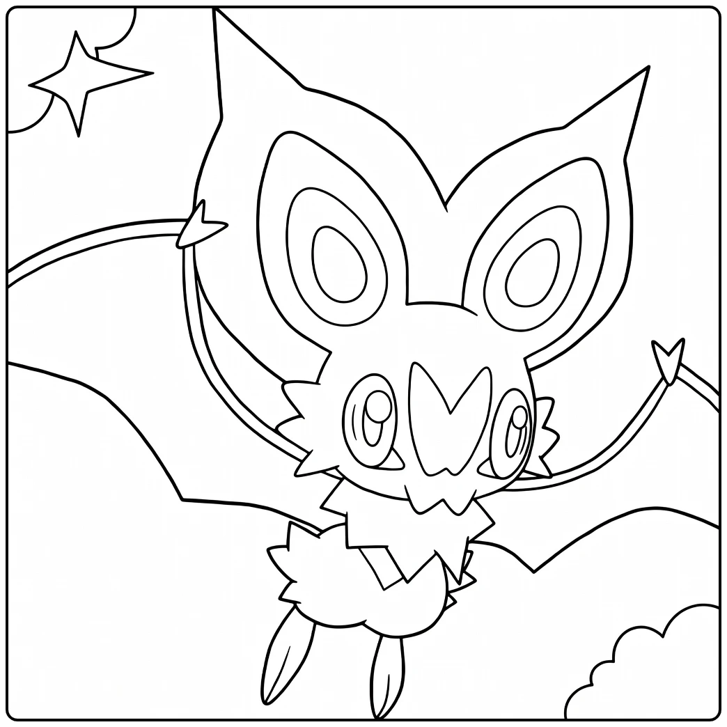 Fun Noibat Flying Bat Pokemon coloring page