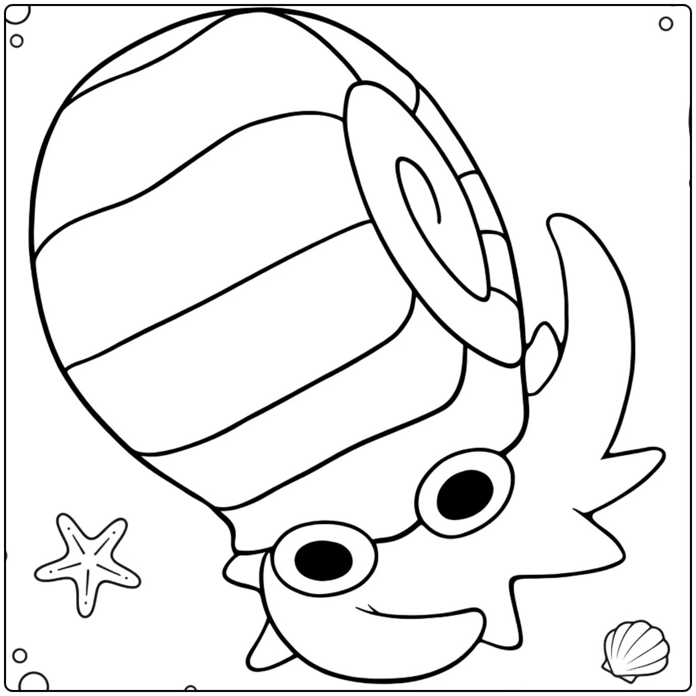 Fun Omanyte Underwater with Shells coloring page