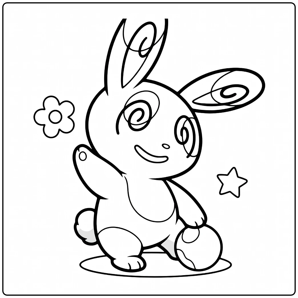 fun spinda coloring page with star flowers and pokbal